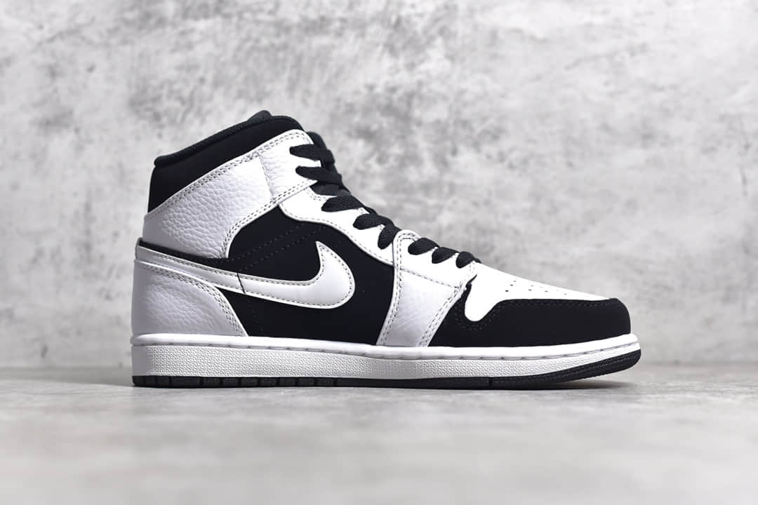 aj1黑白熊猫中帮纯原版本airjordan1aj1熊猫中帮细节图货号554724113