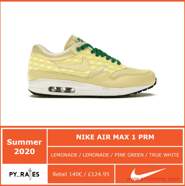 耐克MAX一代复古气垫跑鞋 Air Max 1 “Pink Lemonade”发售信息