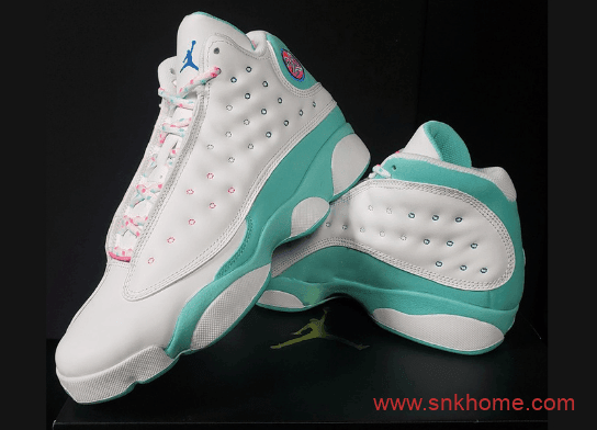 专属女神配色 Air Jordan 13 GS“Aurora Green”  AJ13白绿配色 货号：439358-100 