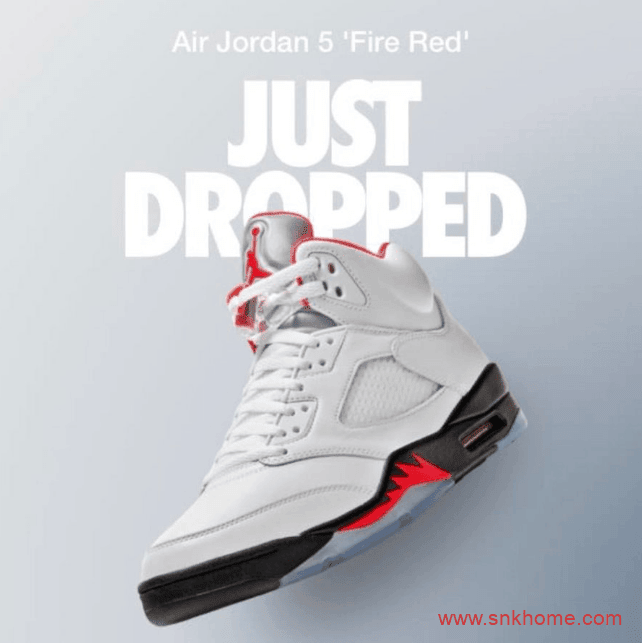 AJ5流川枫 Air Jordan 5 “Fire Red”美区突袭发售  货号：DA1911-102