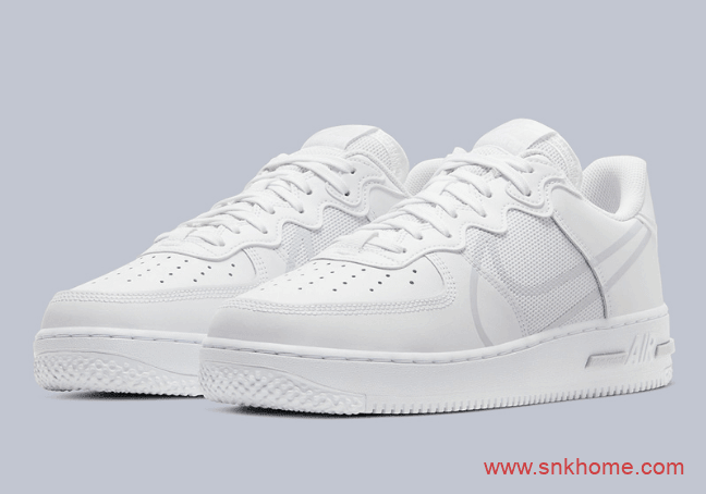 AF1经典纯白回归 Air Force 1 React网面皮面拼接 货号CT1020-101