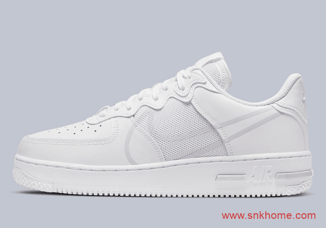 AF1经典纯白回归 Air Force 1 React网面皮面拼接 货号CT1020-101