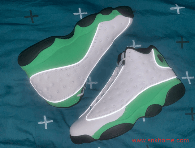 Air Jordan 13 “Lucky Green”  AJ13PE白绿配色3M反光实物图 货号：DB6537-113