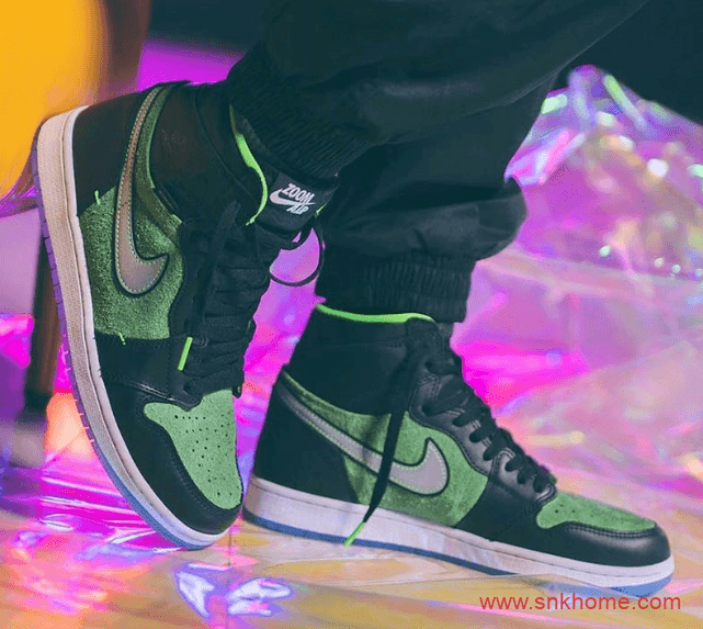 Air Jordan 1 High Zoom “Rage Green” 搭载全掌气垫 AJ1青青草原翻毛皮发售 货号：CK6637-002