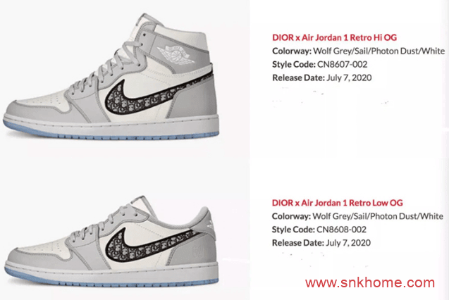 Dior x Air Jordan 1高低帮同时发售 AJ迪奥联名全国八家店铺发售 赶紧来看看吧！