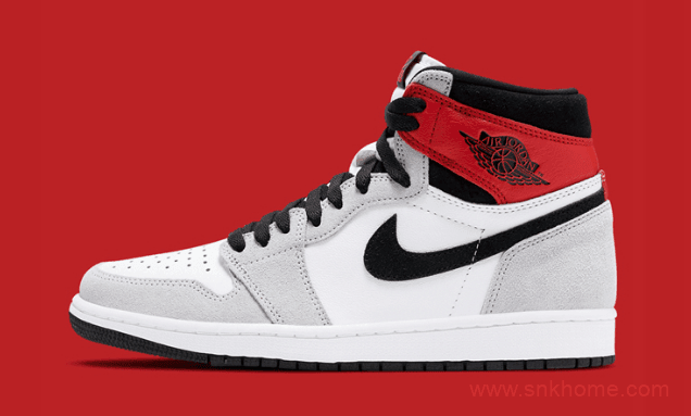 AJ1灰白红高帮 全新配色 Air Jordan 1 “Light Smoke Grey” 高帮AJ1烟灰融合AJ1迪奥联名 货号：555088-126