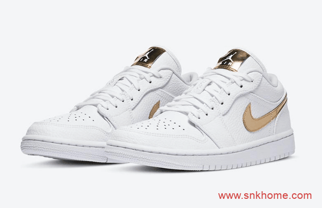 液态金属 AJ1白金低帮官图 Air Jordan 1 Low “Metallic Gold” AJ小白鞋 货号：CZ4776-100