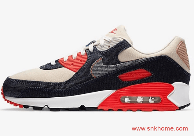 耐克MAX90气垫牛仔单宁系列 Denham x Nike Air Max 90 耐克MAX90后掌气垫联名款官图