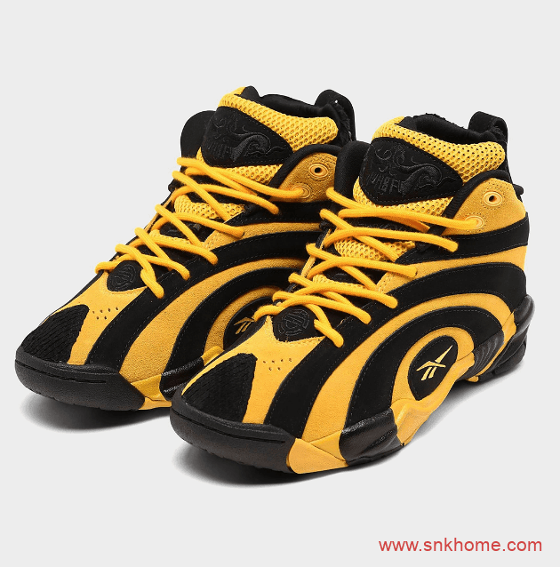 奥尼尔年轮球鞋李小龙配色 Reebok Shaqnosis “Shaq Fu” 锐步黑黄实战篮球鞋发售日期 货号：FX3343