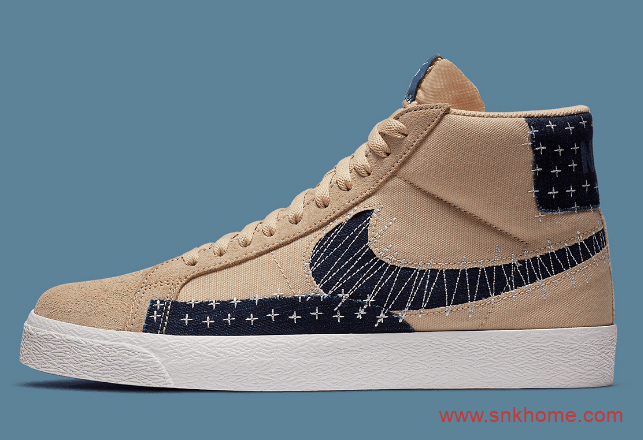 耐克开拓者高帮新配色 Nike SB Blazer Mid “Sashiko” 日式小刺风格 货号：CT0715-200