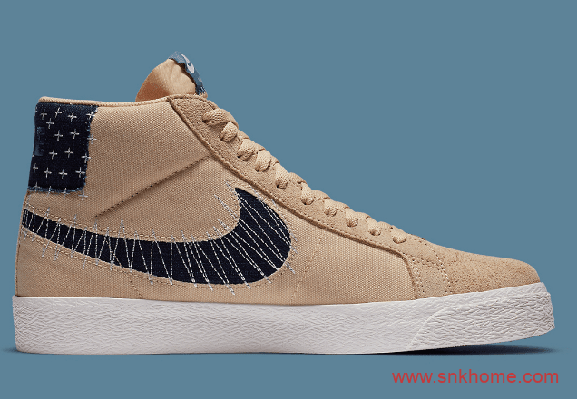 耐克开拓者高帮新配色 Nike SB Blazer Mid “Sashiko” 日式小刺风格 货号：CT0715-200