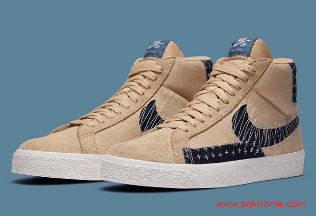 耐克开拓者高帮新配色 Nike SB Blazer Mid “Sashiko” 日式小刺风格 货号：CT0715-200