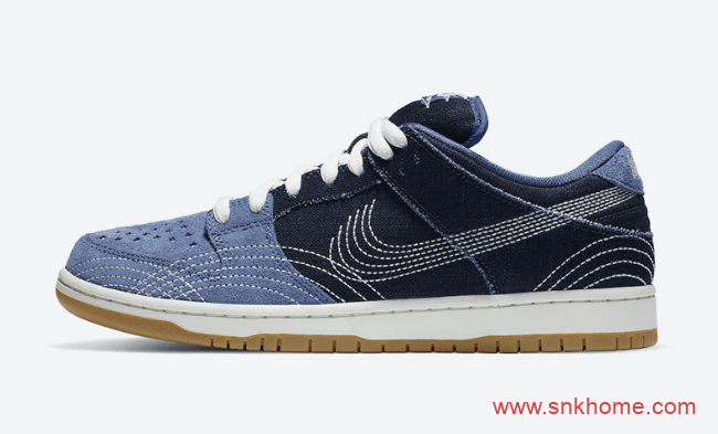 耐克Dunk单宁翻毛皮车线LOGO Nike SB Dunk Low PRM “Sashiko”规格太高发售日期 货号：CV0316-400