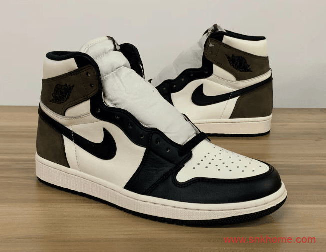 AJ1摩卡白黑棕高帮实物图 Air Jordan 1 High OG Dark Mocha AJ1小倒钩发售信息 货号：555088-105