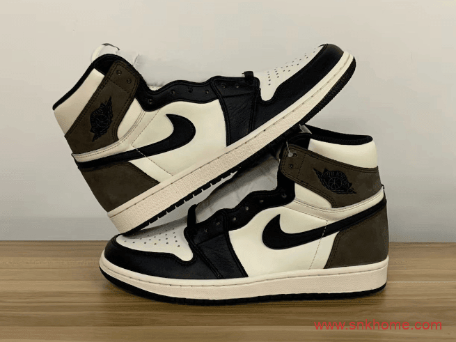 AJ1摩卡白黑棕高帮实物图 Air Jordan 1 High OG Dark Mocha AJ1小倒钩发售信息 货号：555088-105