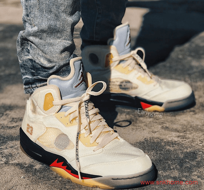 AJ5 “Sail”, AJ5OW联名, AJ5联名球鞋, DH8565-100, OFF-WHITE x Air Jordan 5 “Sail”