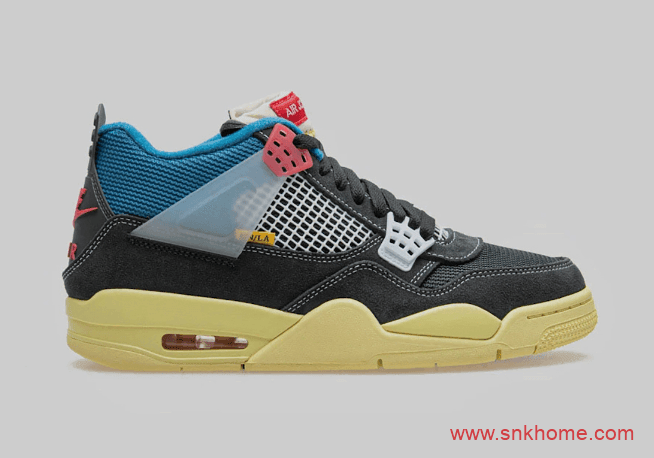 AJ4 Union联名款两个配色 AJ4鞋舌外翻 Union x Air Jordan 4发售日期 货号：DC9533-001 / DC9533-800