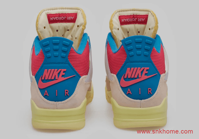 AJ4 Union联名款两个配色 AJ4鞋舌外翻 Union x Air Jordan 4发售日期 货号：DC9533-001 / DC9533-800