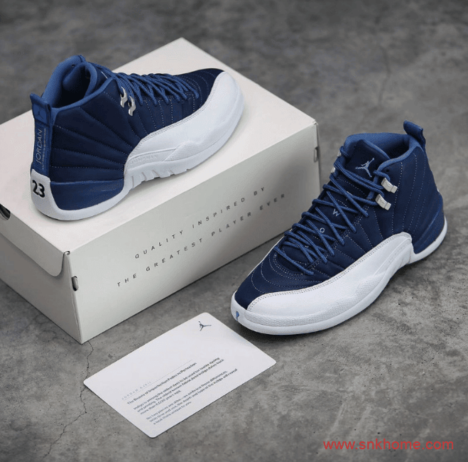 AJ12靛蓝染色实战篮球鞋 Air Jordan 12 “Indigo” 高视觉辨识度AJ12白蓝球鞋 货号：130690-404