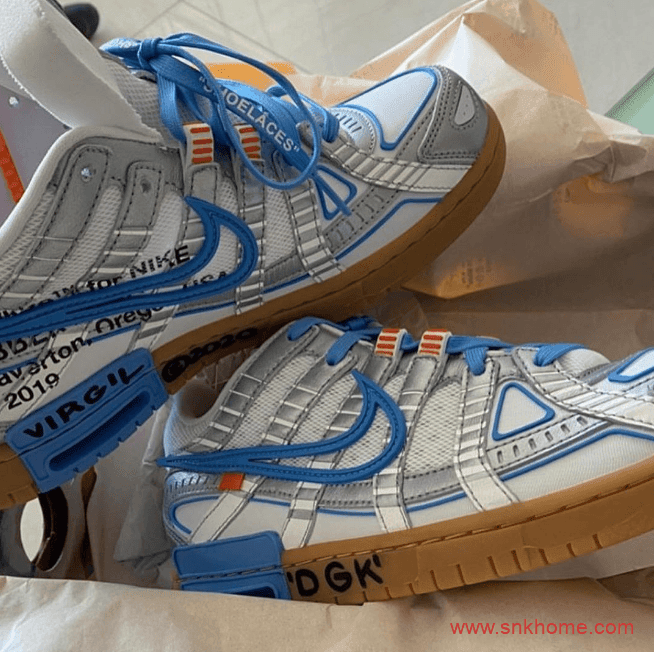 耐克Dunk OW联名滑板鞋 OFF-WHITE x Nike Air Rubber Dunk 黑绿 黑黄 海军蓝三个配色 货号：CU6015-700