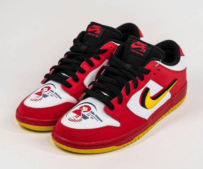 耐克Dunk SB越南建厂25周年 Nike SB Dunk Low “Vietnam” 耐克Dunk SB黑白红低帮板鞋 货号：309242-307