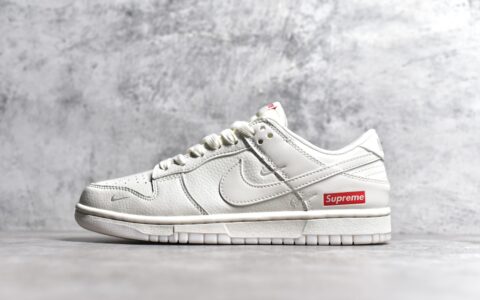 耐克Dunk Sup联名米白低帮Supreme x Nike Dunk Low耐克sup联名耐克小白鞋联名款货号BB8675-104