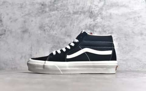 万斯黑色中帮帆布鞋正品Vans SK8-Hi VR3万斯帆布鞋万斯经典中帮板鞋万斯工厂