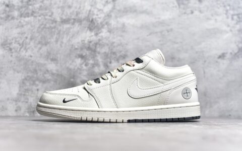 AJ1石头岛联名联名Air Jordan 1 Low AJ1米白荔枝纹低帮货号DC2024-025