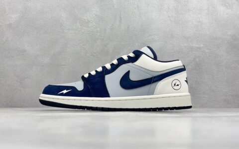 AJ1藤原浩联名AJ1 x Fragment Design闪电联名款板鞋AJ1闪电白蓝低帮货号DC2024-026